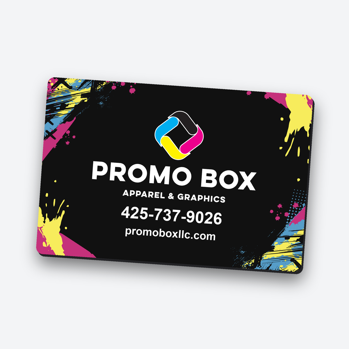 30-mil vehicle magnetic sign with the Promo Box logo, phone number and website